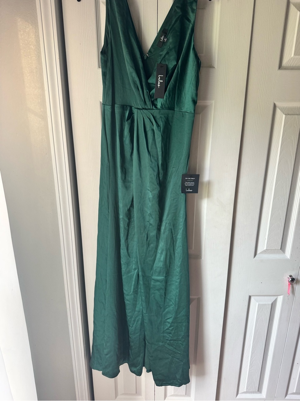 Lulu's Deep Green V-Neck Maxi Dress